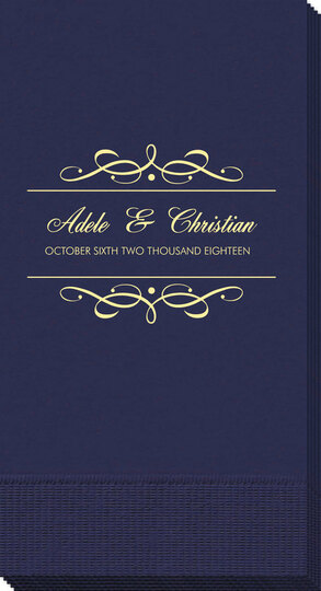 Royal Flourish Frame Names and Text Guest Towels